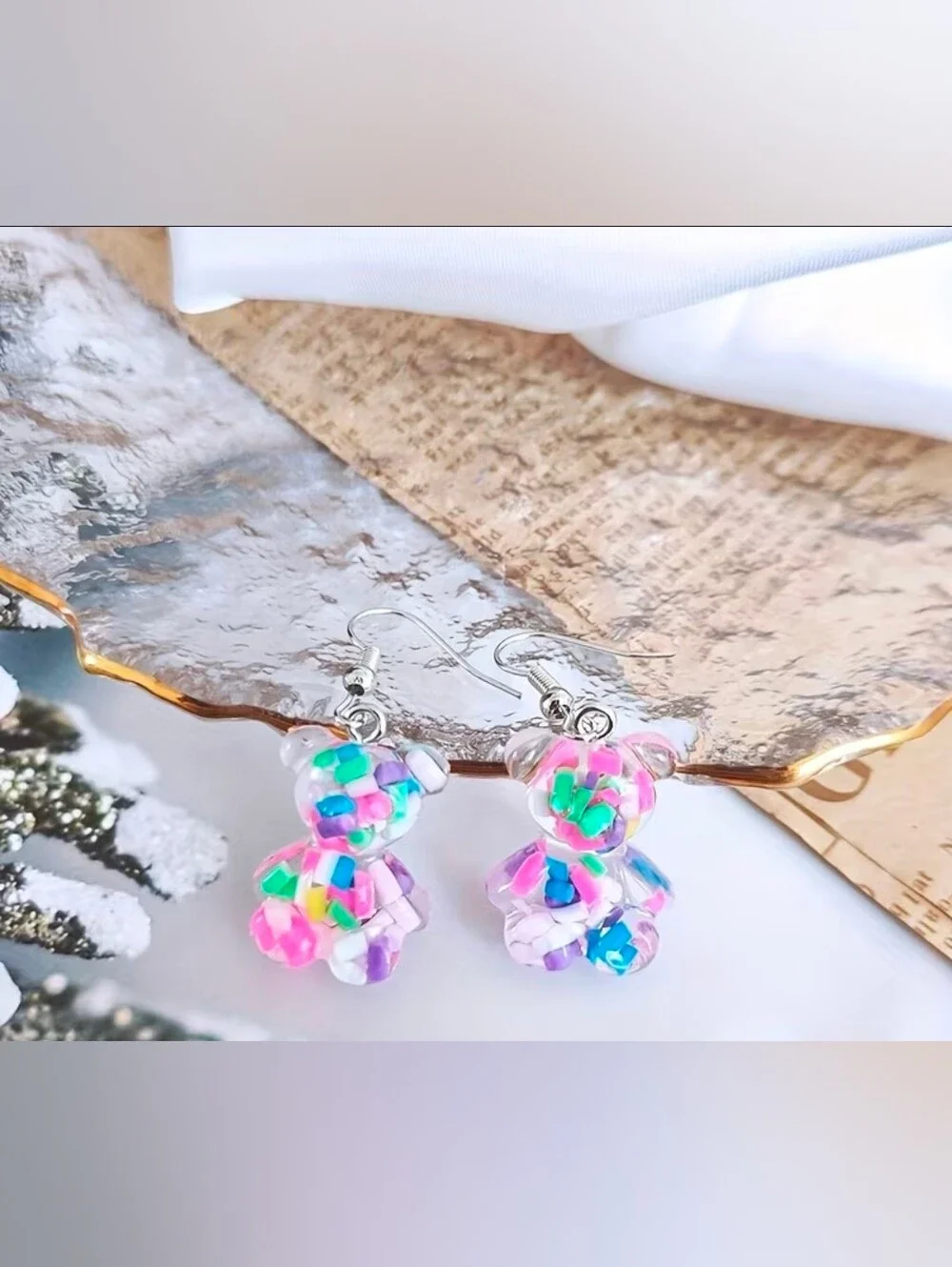 $8 Each Or Bundle 5/$20 Colorful Confetti Teddy Drop Earrings